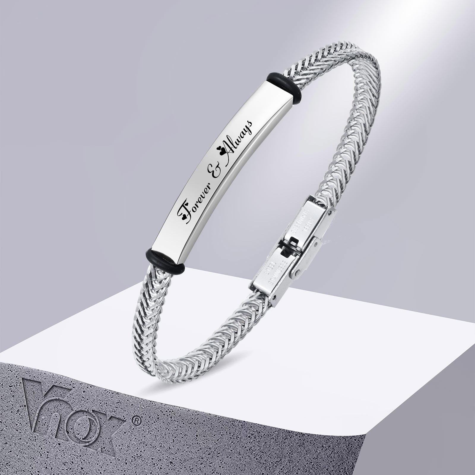 Coordinates Bracelet - Vnox Personalized Bracelets for Men Women,
