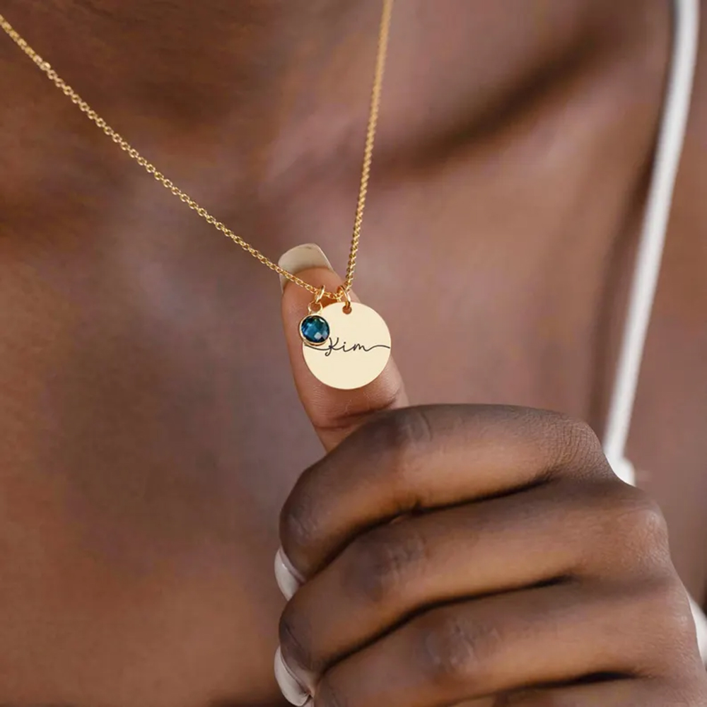 Personalized Custom Name Disc  - огляд і ціна Birth Flower Necklace