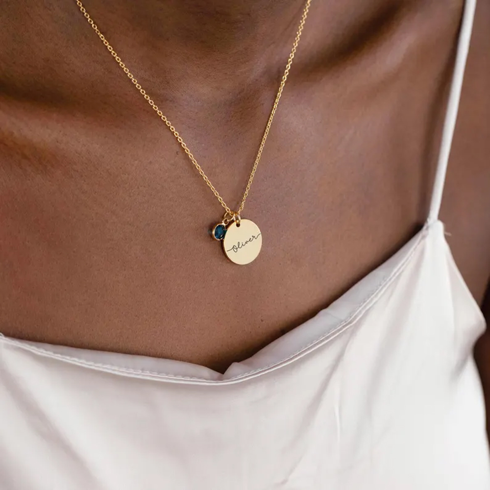 Personalized Custom Name Disc  - огляд і ціна Birth Flower Necklace