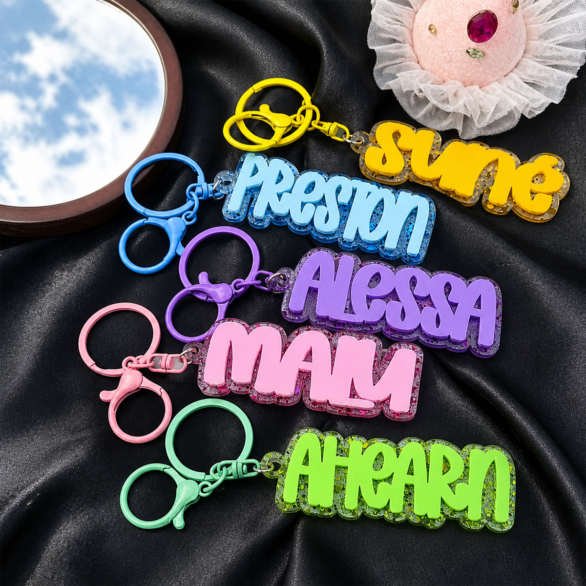 Custom Name Acrylic Keychain P - огляд і ціна Initial Ring Custom